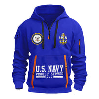 Custom US Navy Ranks Quarter Zip Hoodie TQZ02