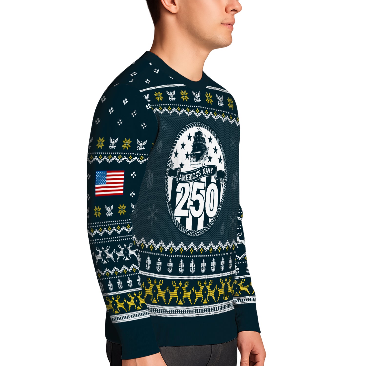 Personalized US Navy Christmas Ugly Sweater UST002