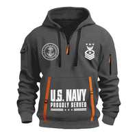 Custom US Navy Ranks Quarter Zip Hoodie TQZ03