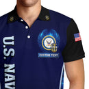 US Navy Polo Shirt – Bold Vertical Text & Navy Seal