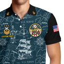 US Navy 250th Anniversary Polo Shirt – Ship Map Design with Custom Rank