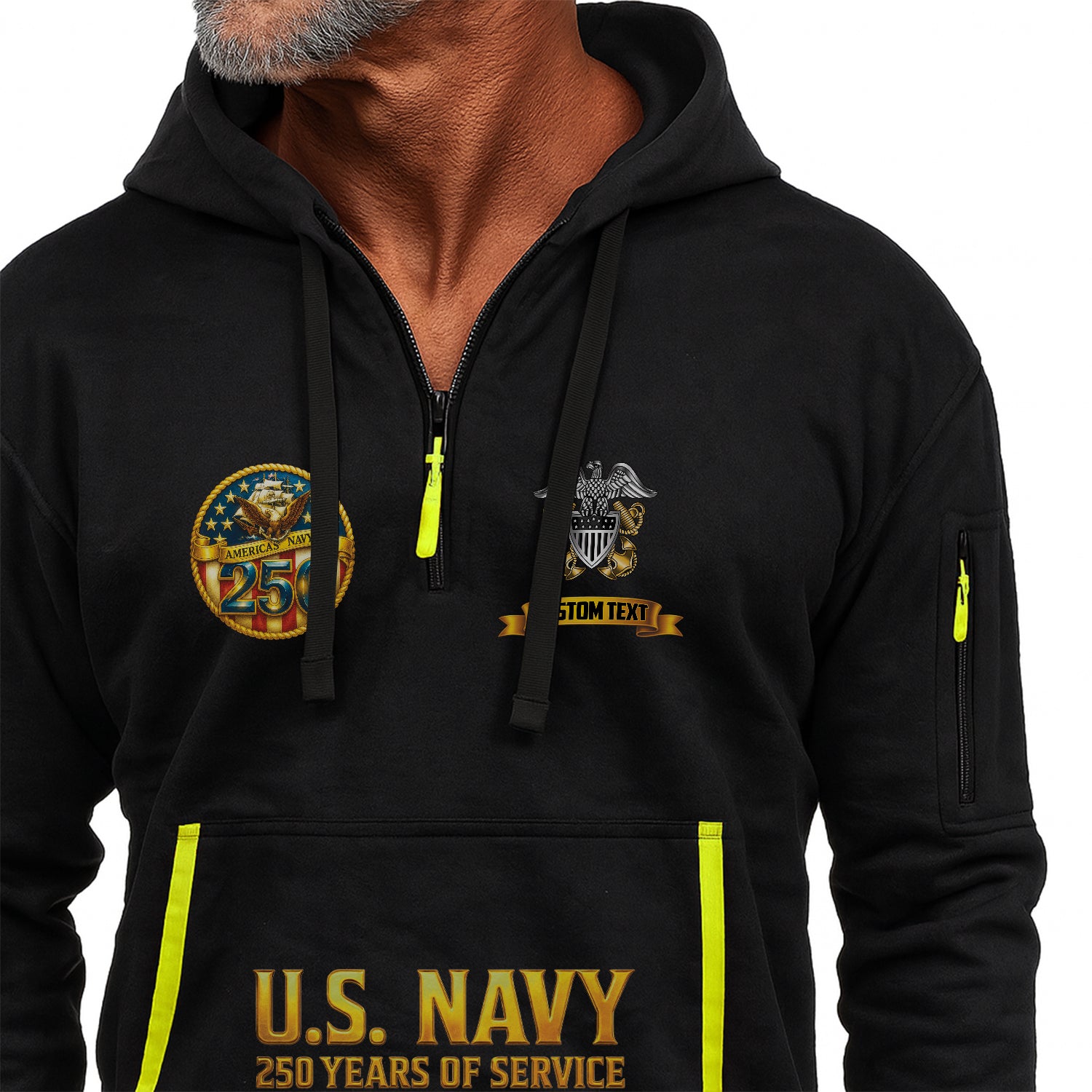 Personalized US Navy Quater Zip Hoodie JQZ02