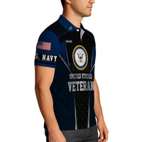 US Navy Veteran Polo Shirt – Bold Crest & Custom Rank Tribute Edition
