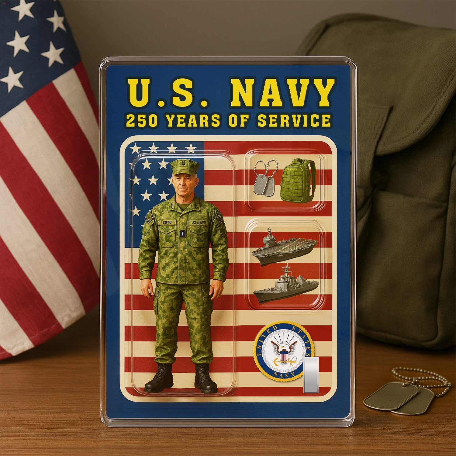 Custom Camouflage Acrylic Plaque with Photo, Name & Rank