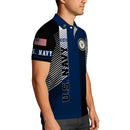 US Navy Veteran Polo Shirt – Modern Stripe Design with Custom Rank & Text