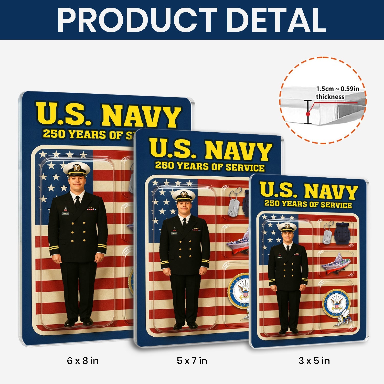 Personalized Acrylic Plaque with Chief Service Dress Uniform
