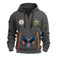 Custom US Navy Ranks Quarter Zip Hoodie TQZ01