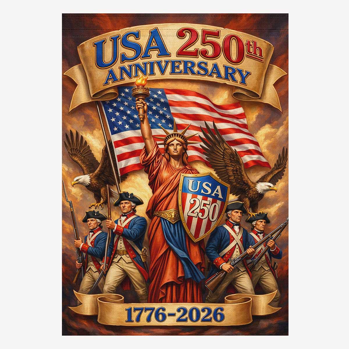 USA 250th Anniversary Patriotic Garden Flag Liberty Eagle 1776-2026