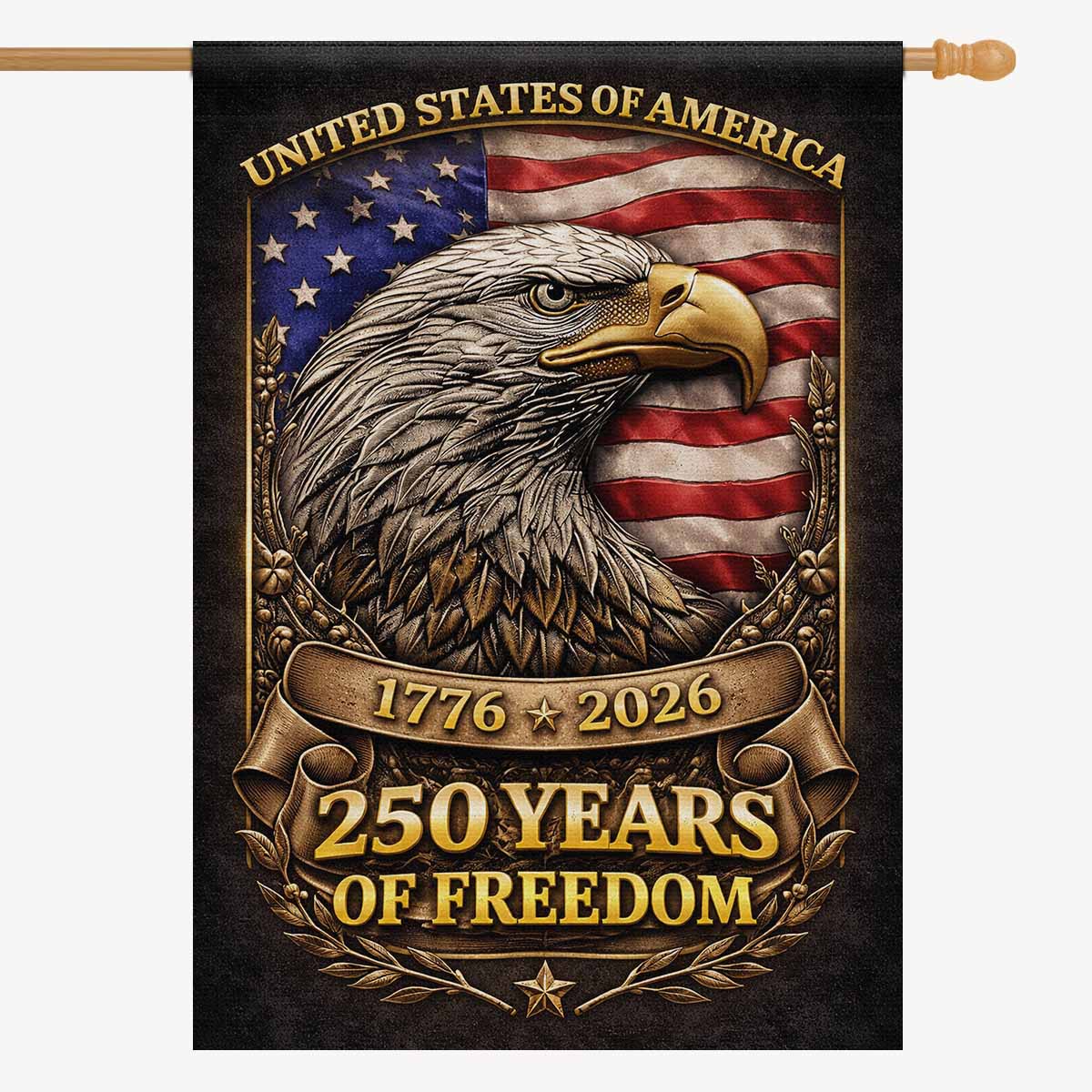250 Years of Freedom House Flag 1776–2026 Patriotic Eagle Banner