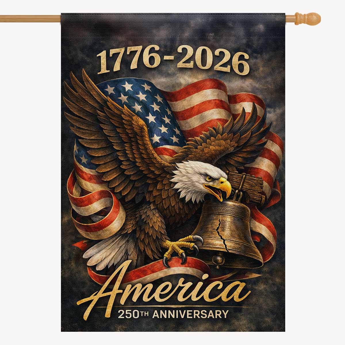 1776–2026 America 250th Anniversary House Flag Eagle Banner