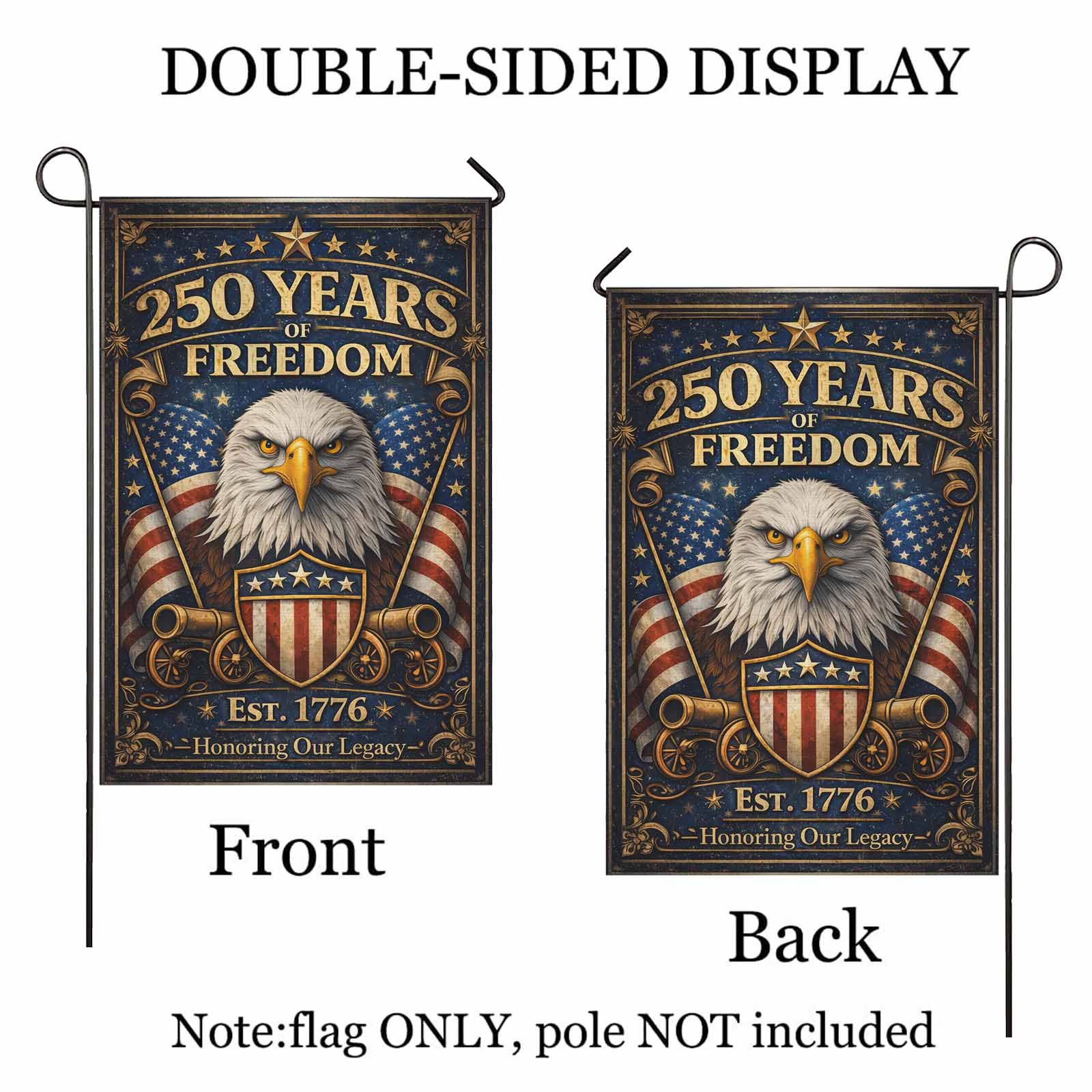 250 Years of American Freedom Garden Flag – Est 1776 Patriotic Decor