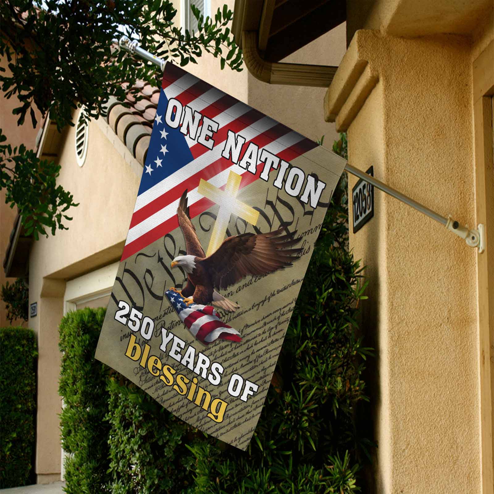 America 250 Garden Flag – One Nation 250 Years of Blessing Christian Patriotic Decor