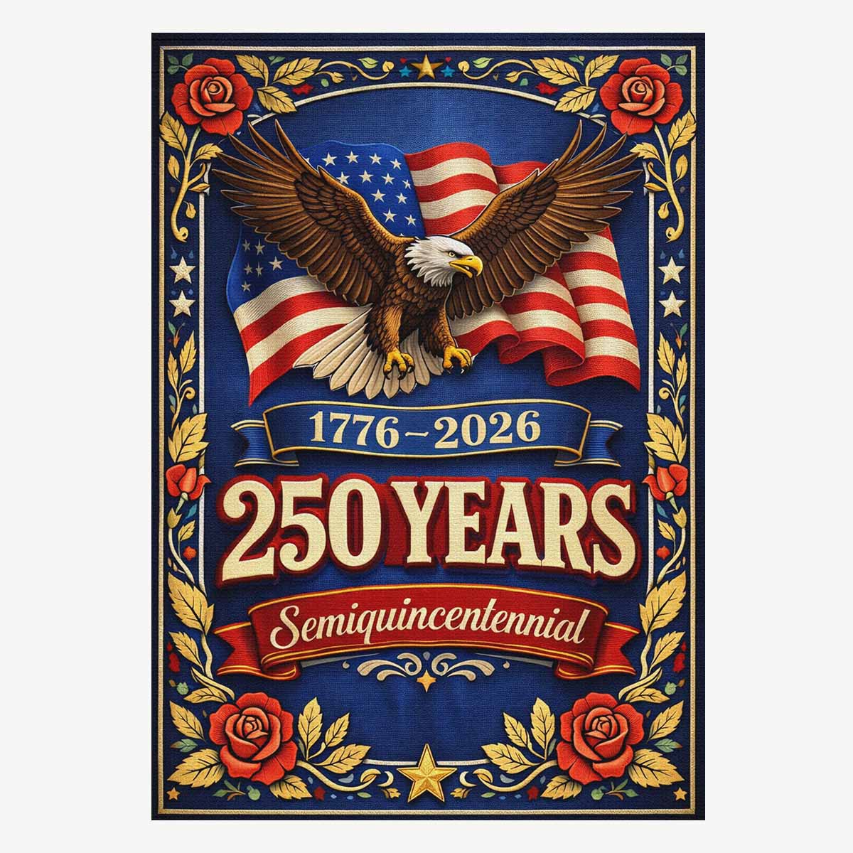 250 Years Semiquincentennial Patriotic House Flag USA Independence