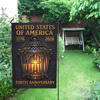 Christian Patriotic America 250 Garden Flag USA Cross Flag 1776-2026 Independence Decor