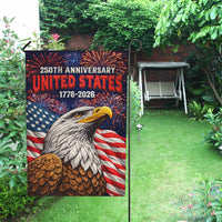 USA 250 Garden Flag Patriotic Eagle Independence Fireworks 1776-2026 Decor