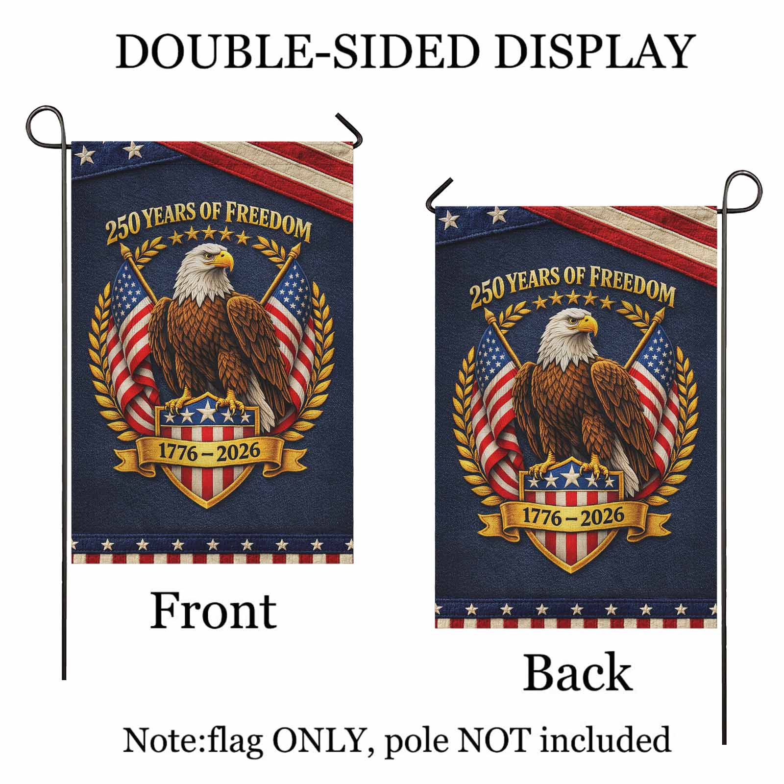 America 250 Garden Flag – 250 Years of Freedom Bald Eagle Crest 1776–2026