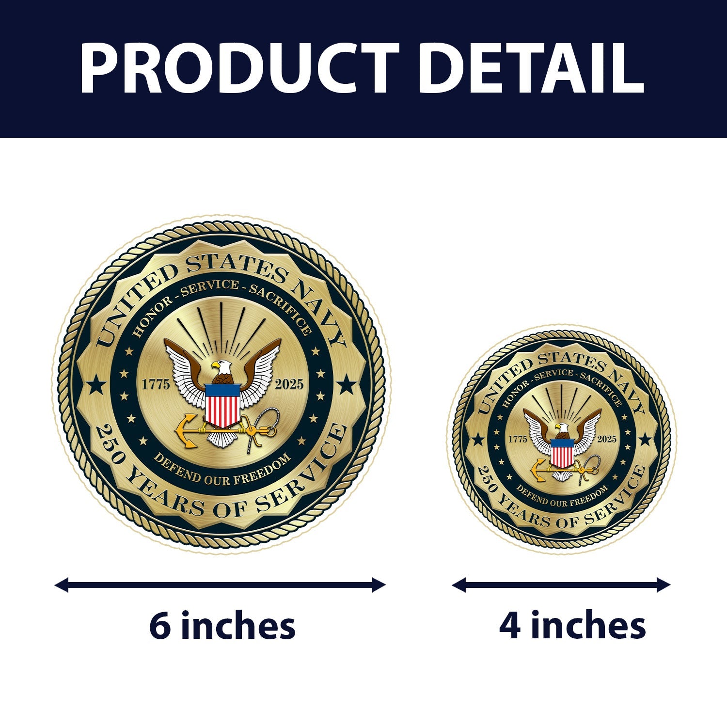 US NAVY 250 Years Of Service Stickers