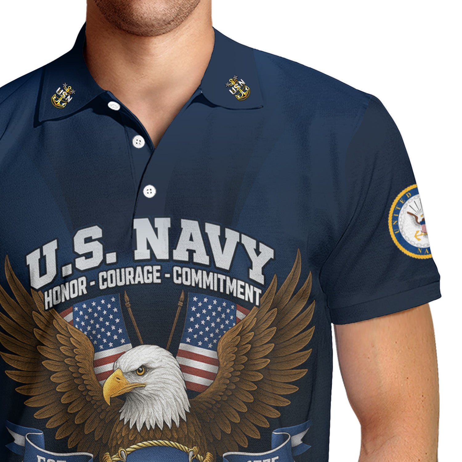 US Navy Polo Shirt – "Honor – Courage – Commitment" Polo