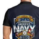 US Navy 250th Anniversary Polo Shirt – Modern Blue Design with Custom Rank