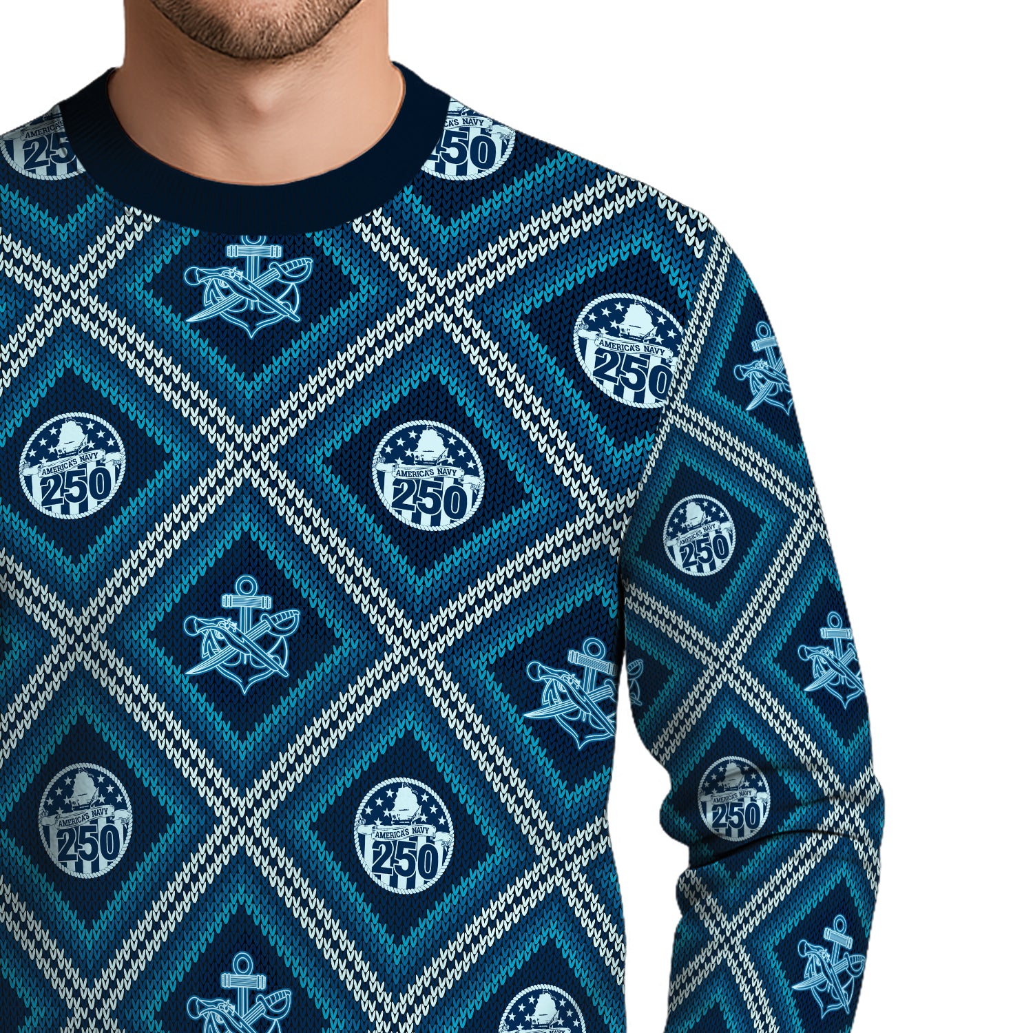 Personalized US Navy Christmas Ugly Sweater JUST10