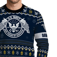 Personalized US Navy Christmas Ugly Sweater UST004