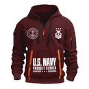Custom US Navy Ranks Quarter Zip Hoodie TQZ03