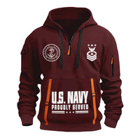 Custom US Navy Ranks Quarter Zip Hoodie TQZ03