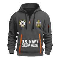 Custom US Navy Ranks Quarter Zip Hoodie TQZ02