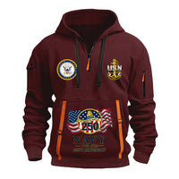 Personalized US Navy Quarter Zip Hoodie TQZ08