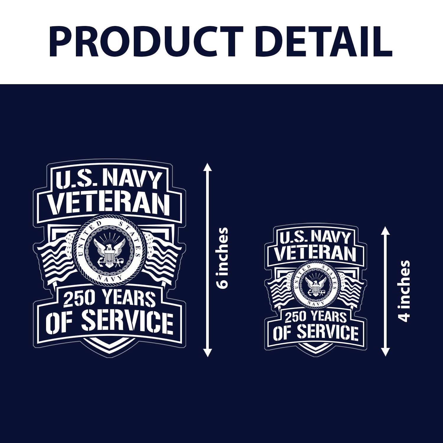 US NAVY Veteran 250 Years Of Service Stickers