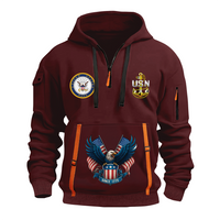 Custom US Navy Ranks Quarter Zip Hoodie TQZ01