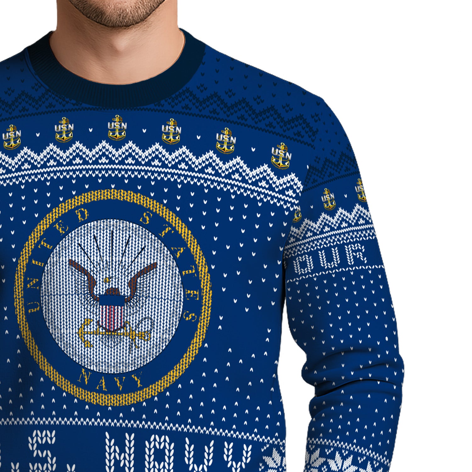Personalized US Navy Christmas Ugly Sweater UST018