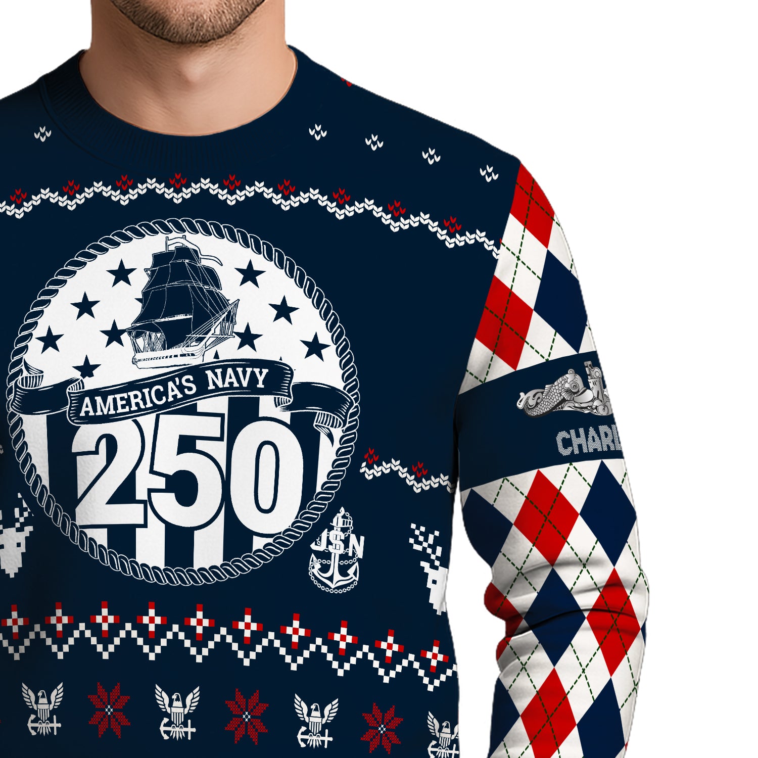 Personalized US Navy Christmas Ugly Sweater UST005