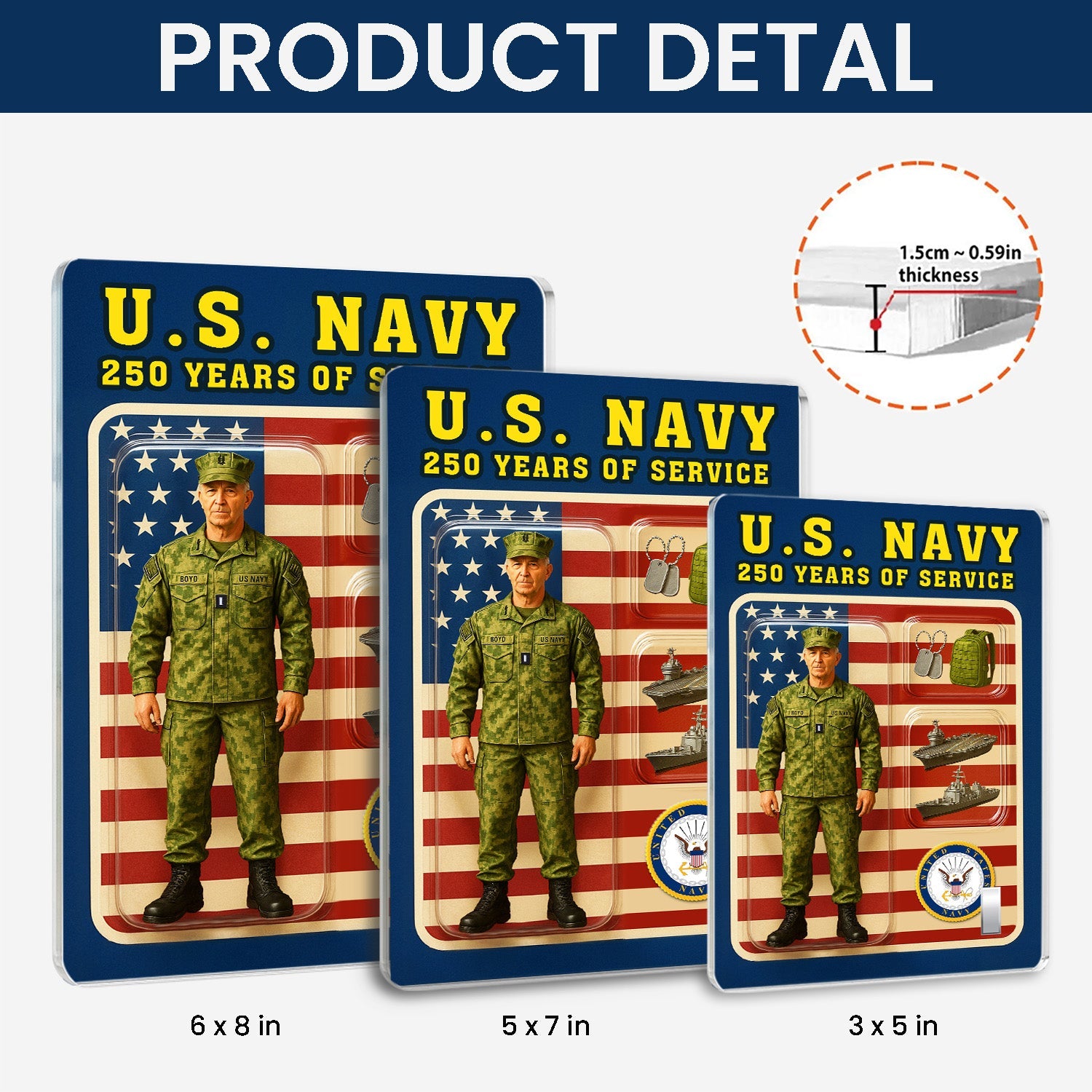 Custom Camouflage Acrylic Plaque with Photo, Name & Rank