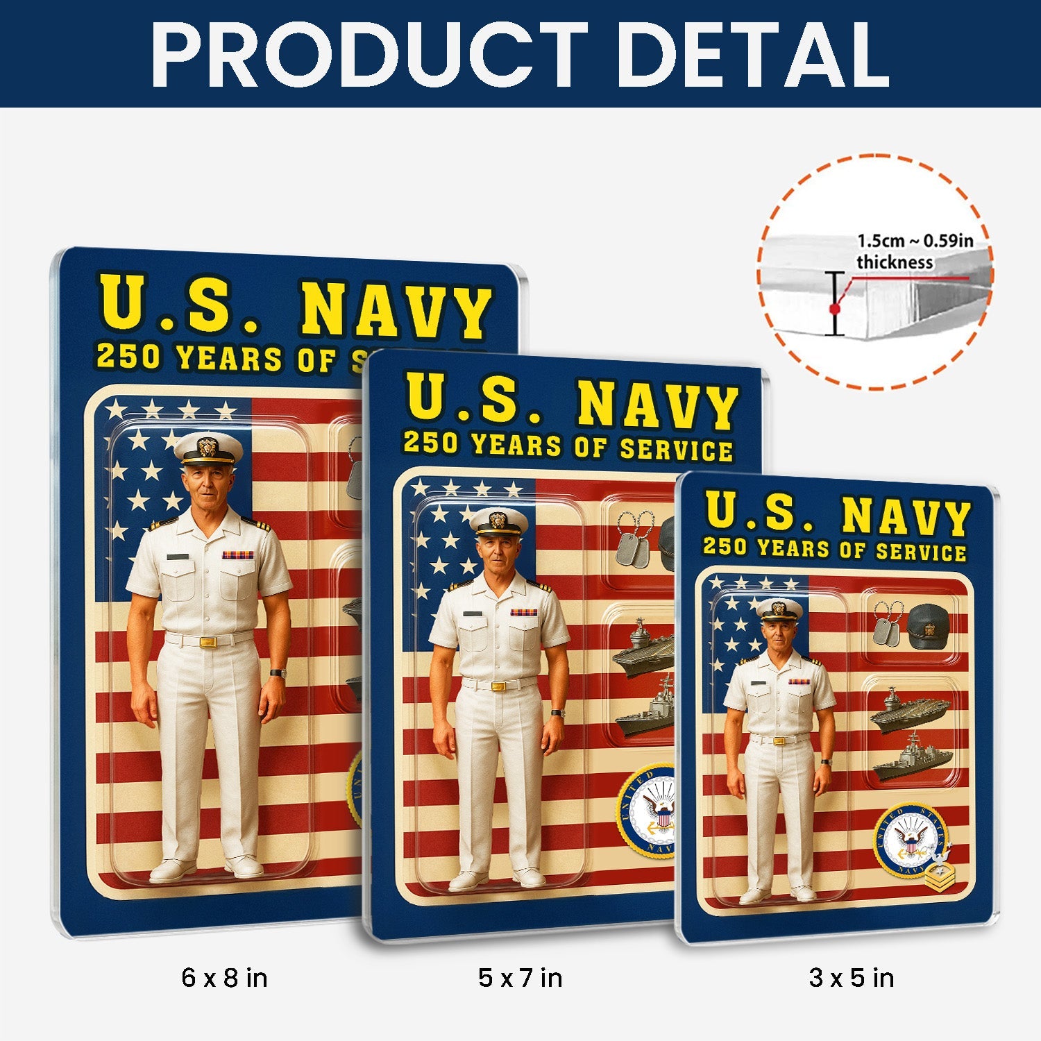 Custom Acrylic Plaque with Service Dress White Uniform