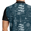 US Navy 250th Anniversary Polo Shirt – Ship Map Design with Custom Rank