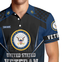 US Navy Veteran Polo Shirt – Bold Crest & Custom Rank Tribute Edition