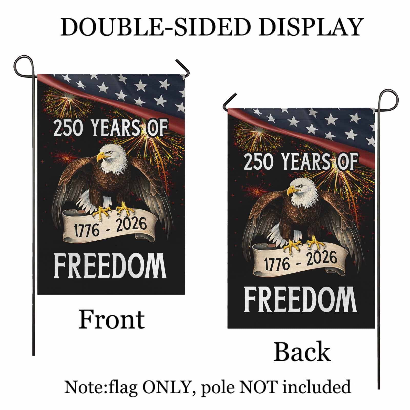America 250 Garden Flag – 250 Years of Freedom Bald Eagle 1776–2026 Patriotic Decor