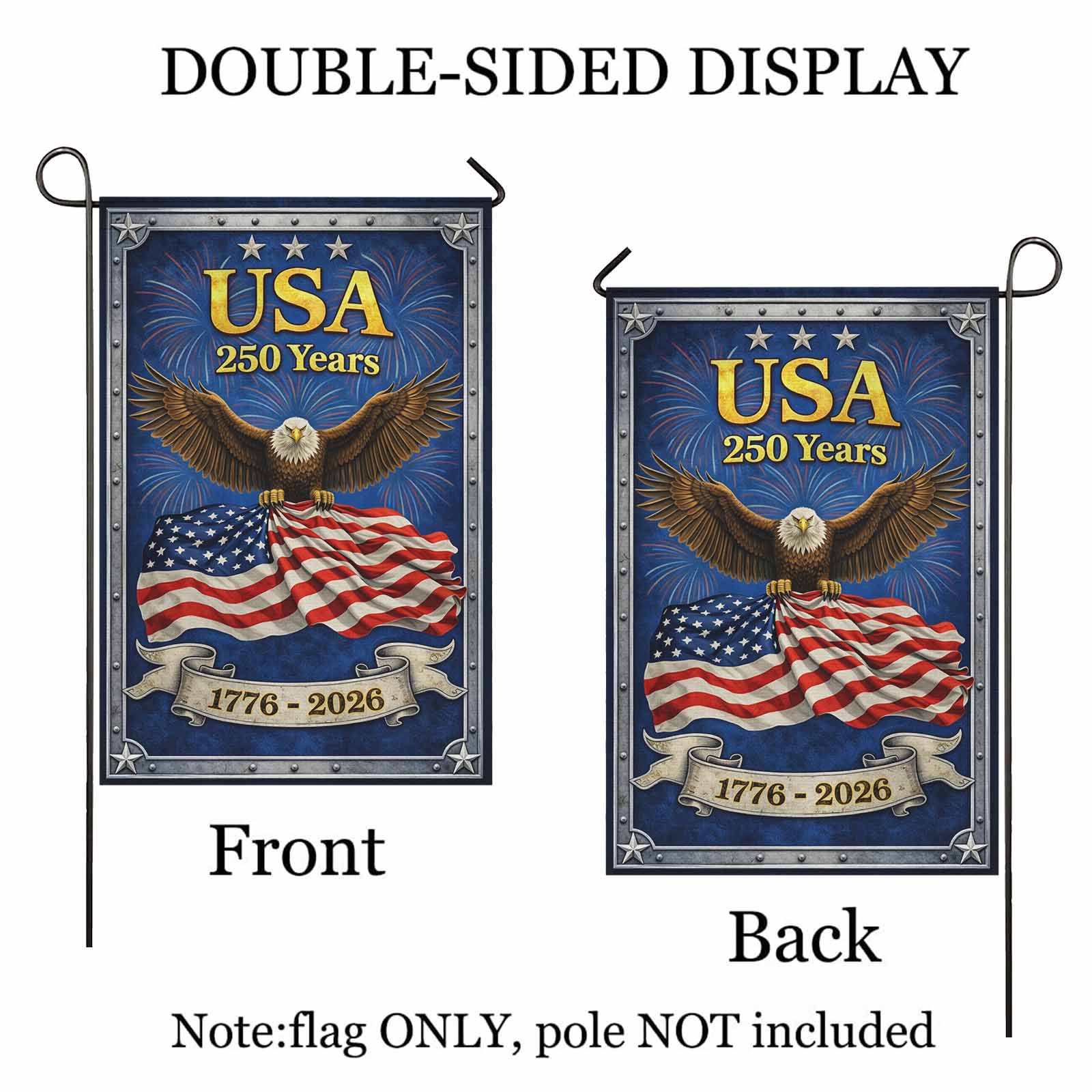 USA 250 Years Garden Flag – 1776–2026 Patriotic Eagle Decor