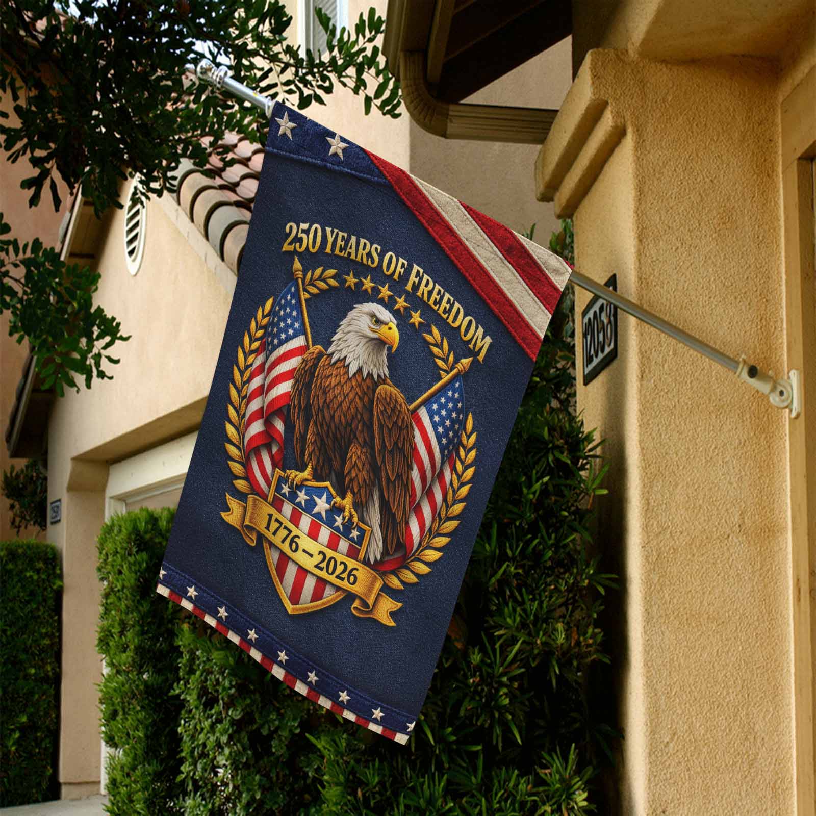 America 250 Garden Flag – 250 Years of Freedom Bald Eagle Crest 1776–2026