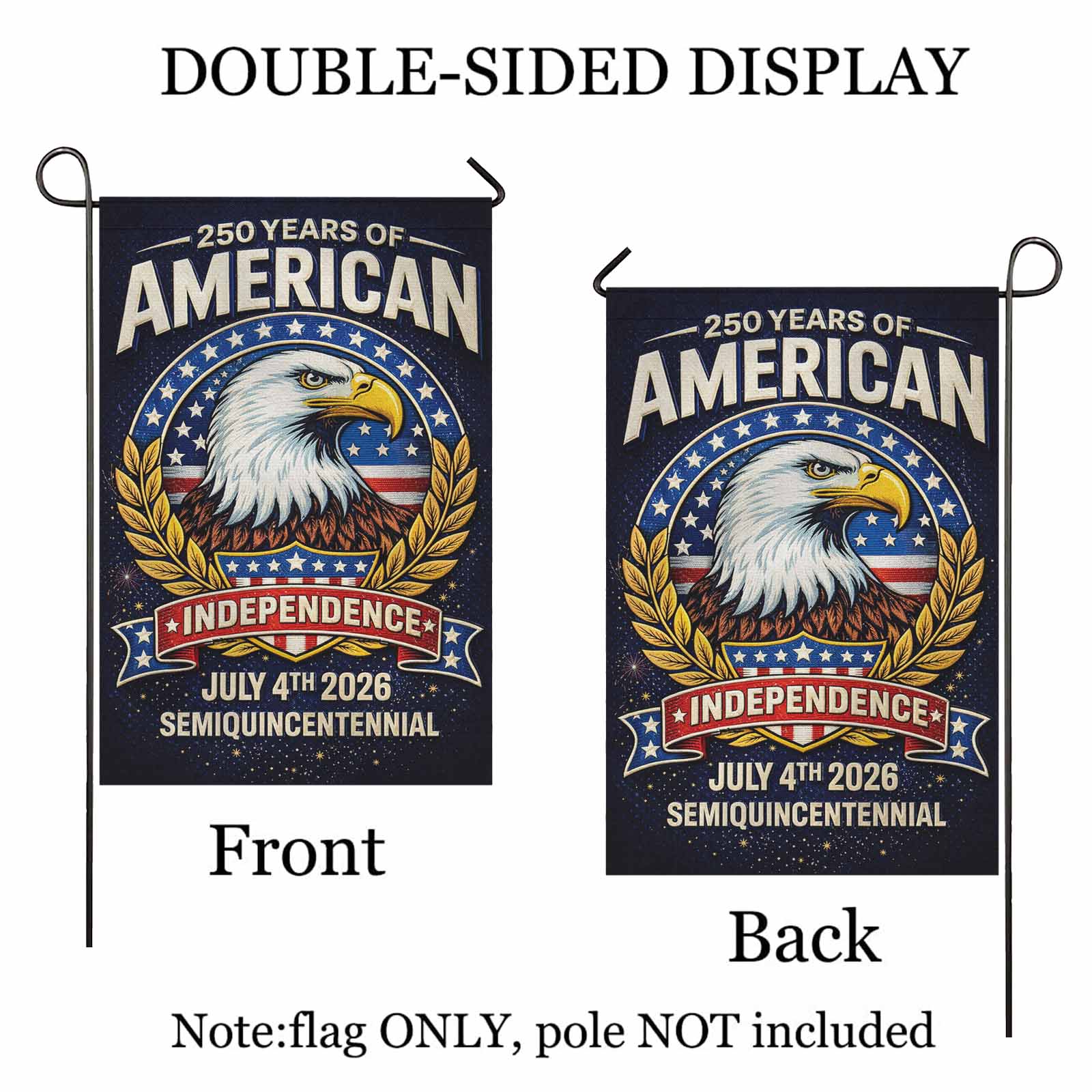 America 250 Garden Flag Patriotic Eagle 250 Years of American Independence July 4th 2026