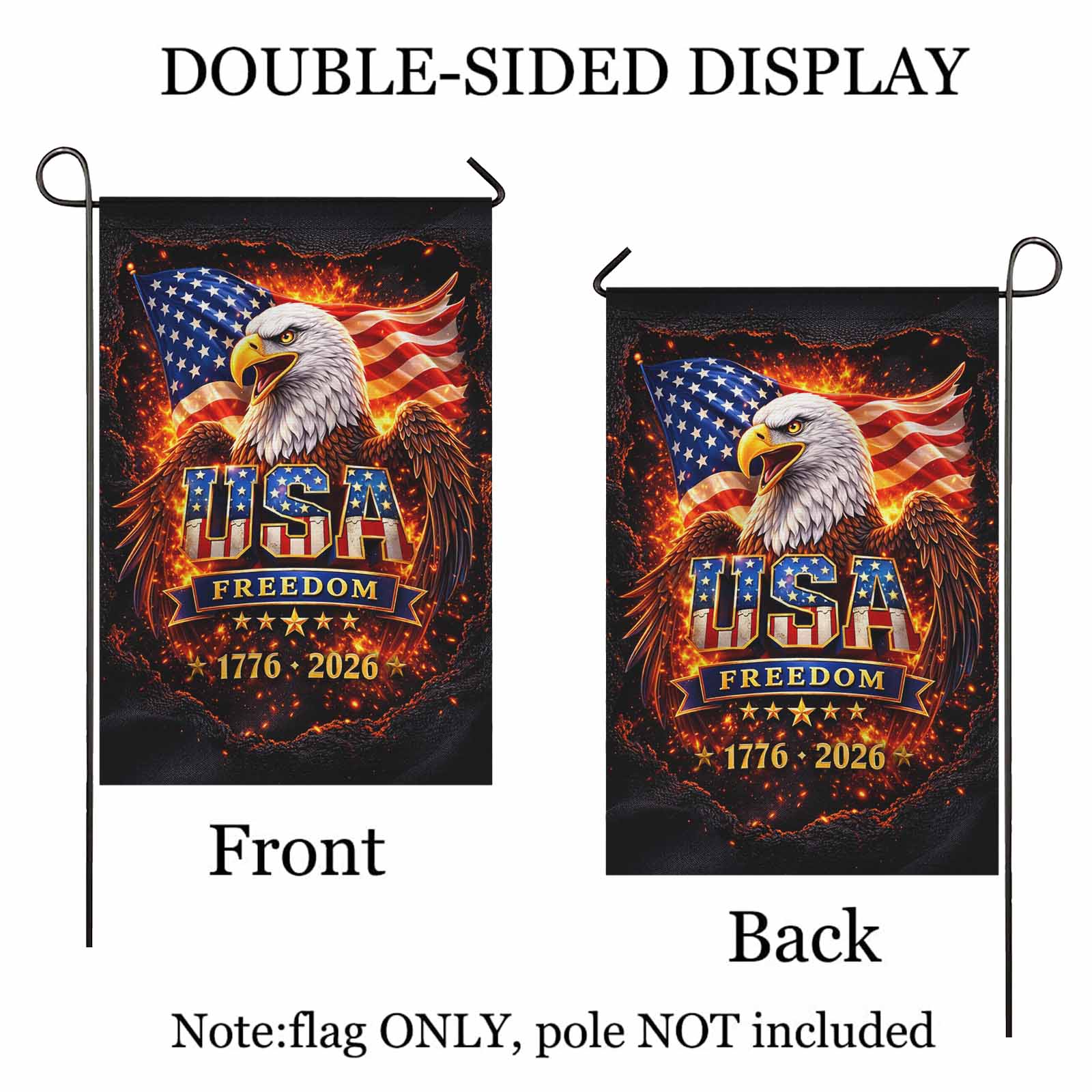 USA Freedom 1776–2026 Garden Flag – Patriotic Eagle America 250 Yard Decor