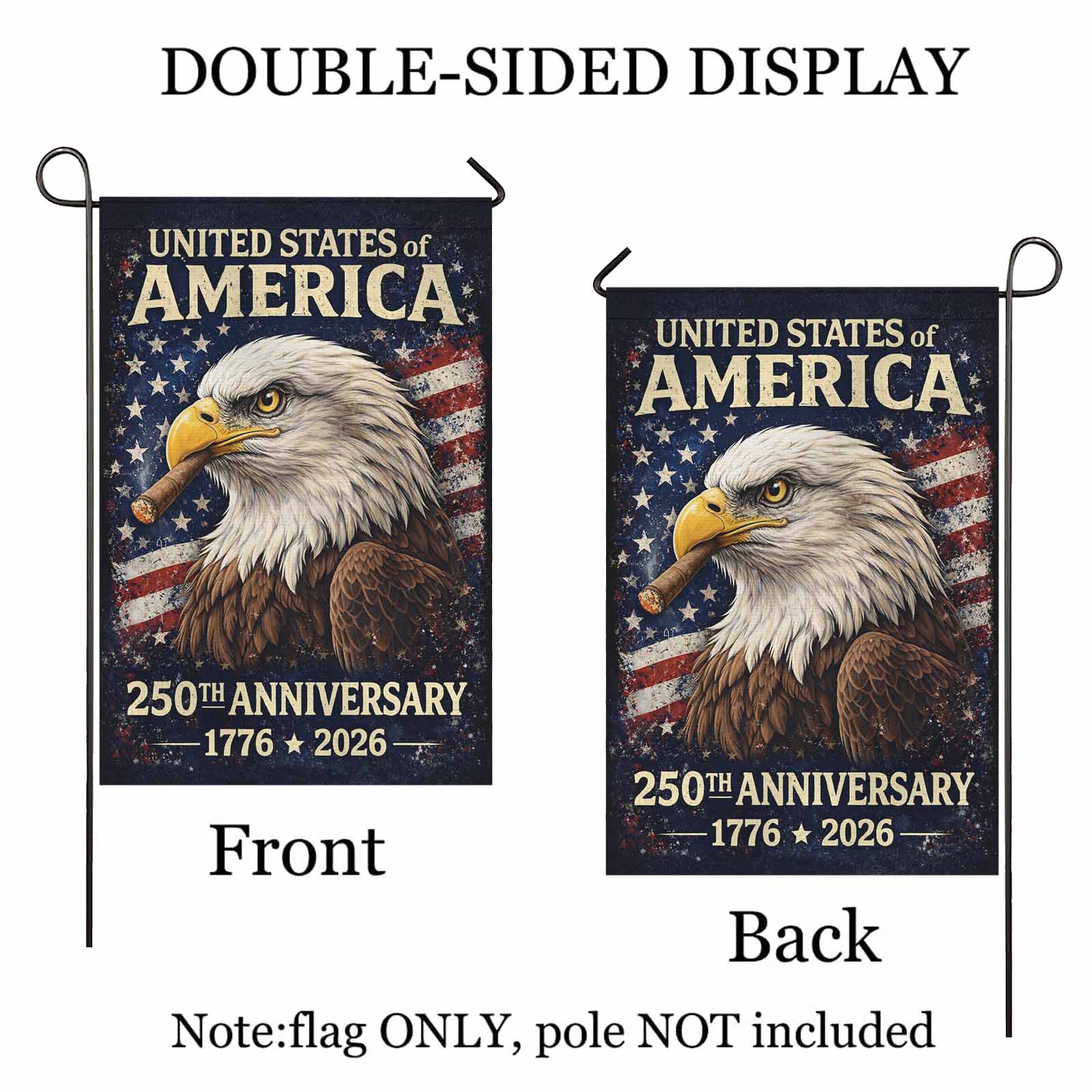 USA 250th Anniversary Garden Flag 1776–2026 Patriotic Eagle Decor