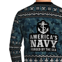Personalized US Navy Christmas Ugly Sweater JUST06