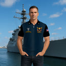 US Navy Polo Shirt – Eagle & Flag Emblem Design with Custom Rank
