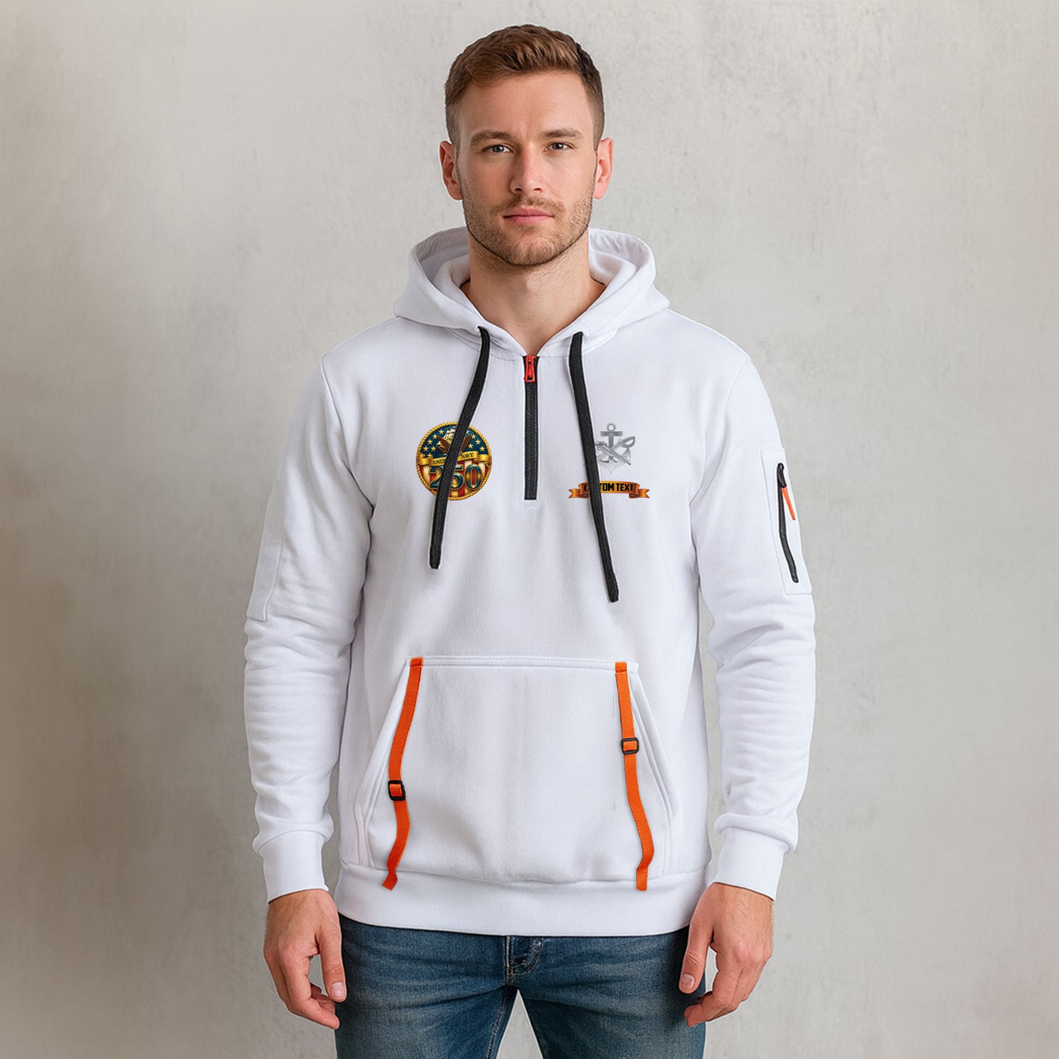 Personalized US Navy Quater Zip Hoodie JQZ03