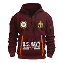 Custom US Navy Ranks Quarter Zip Hoodie TQZ02