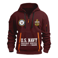 Custom US Navy Ranks Quarter Zip Hoodie TQZ02