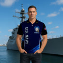 US Navy Polo Shirt – Bold Vertical Text & Navy Seal