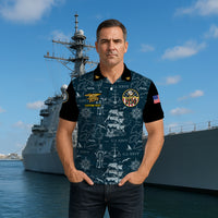 US Navy 250th Anniversary Polo Shirt – Ship Map Design with Custom Rank